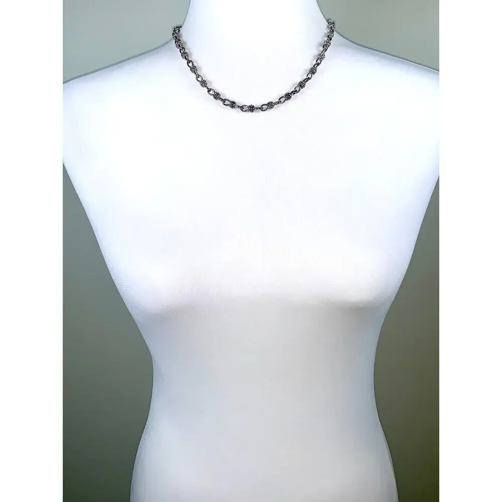 Vintage Premier Designs Silver Tone Bali Style Cable Chain Link Necklace EUC